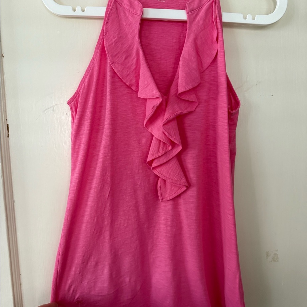 Lilly Pulitzer Vibrant Pink Ruffle Tank Top